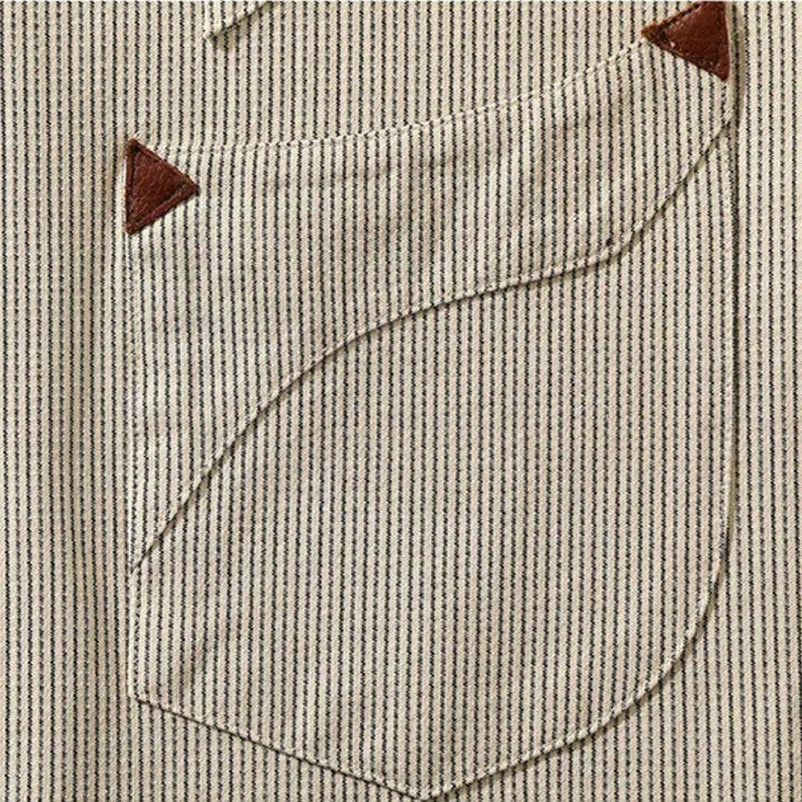 Chemise de cowboy western vintage beige à rayures tissées - image 5
