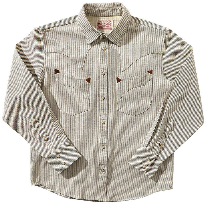 Chemise de cowboy western vintage beige à rayures tissées - Beige - 2XL - image 1
