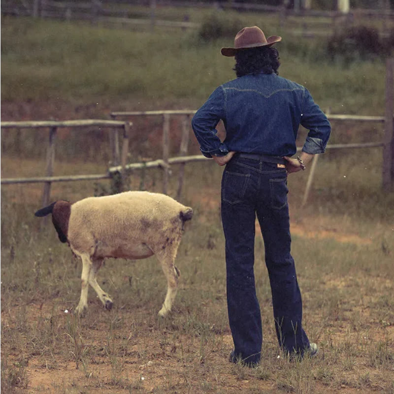 Chemise de cowboy western vintage bleu foncé délavée - image 3