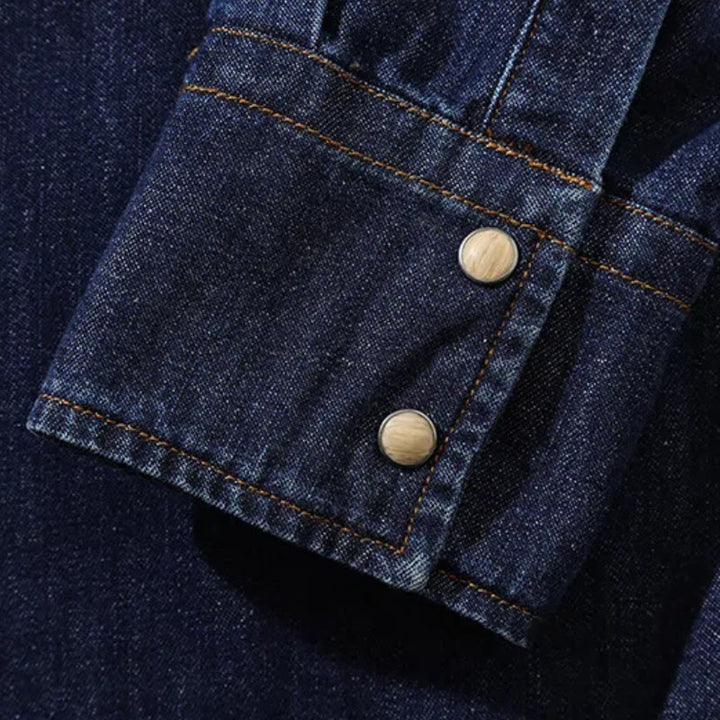 Chemise de cowboy western vintage bleu foncé délavée - image 7