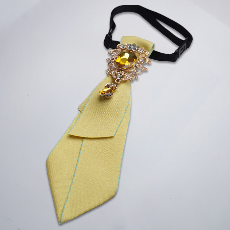 Cravate ajustable pour femme en cristal de couleur unie et diamant - Jaune - image 5