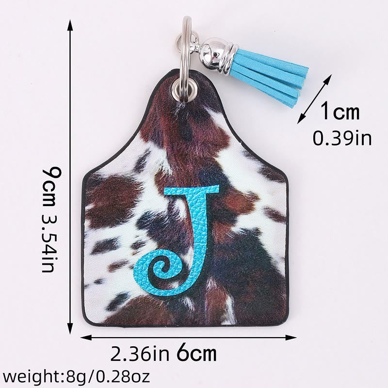 Porte-clés avec pendentif en forme de fer à cheval et imprimé de lettres de vache western - image 9