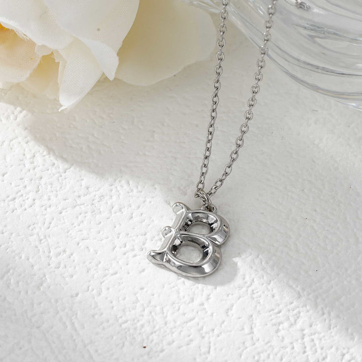 Collier élégant avec pendentif lettre dorée et argentée pour femme - Argent - B - image 29