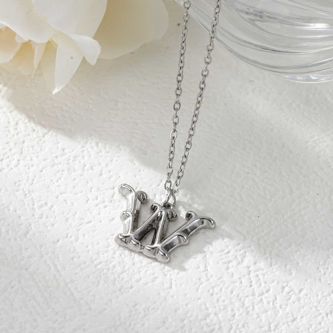 Collier élégant avec pendentif lettre dorée et argentée pour femme - Argent - W - image 50