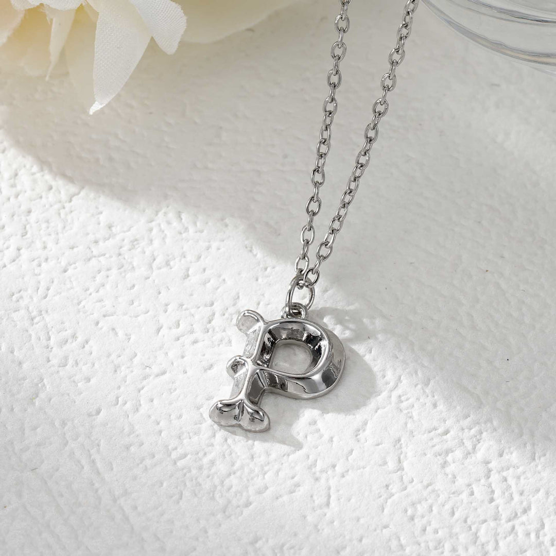 Collier élégant avec pendentif lettre dorée et argentée pour femme - Argent - P - image 43