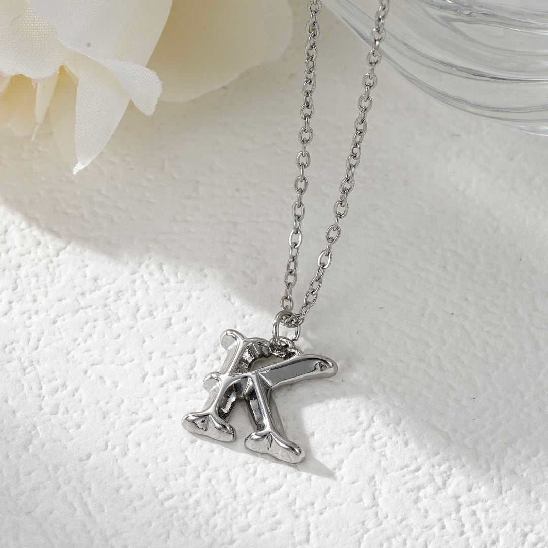 Collier élégant avec pendentif lettre dorée et argentée pour femme - Argent - K - image 38