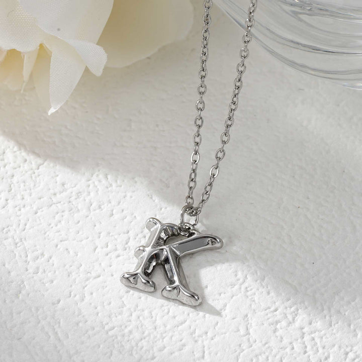 Collier élégant avec pendentif lettre dorée et argentée pour femme - Argent - K - image 38