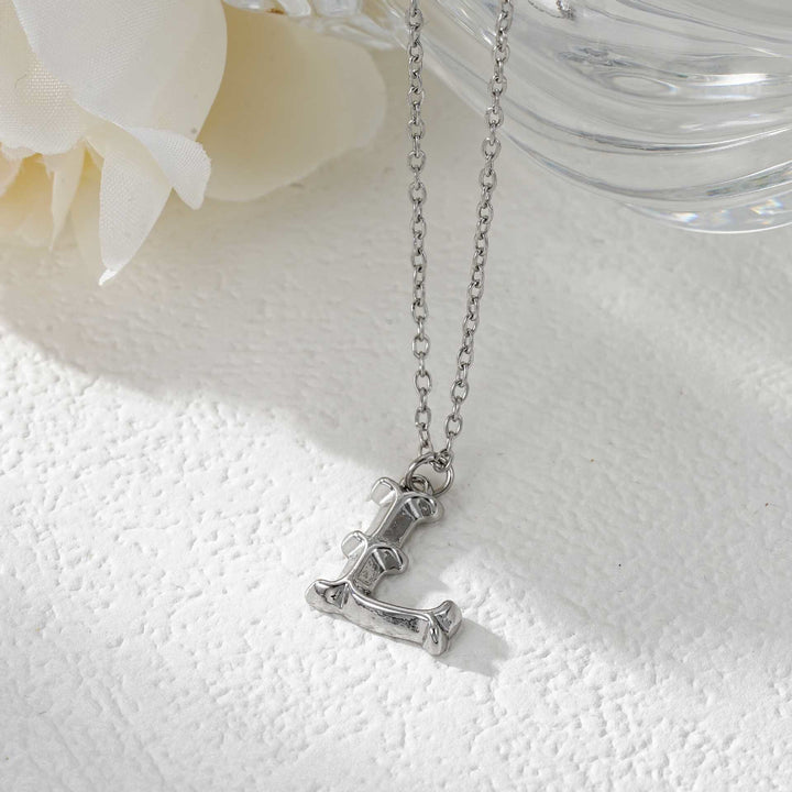 Collier élégant avec pendentif lettre dorée et argentée pour femme - Argent - L - image 39