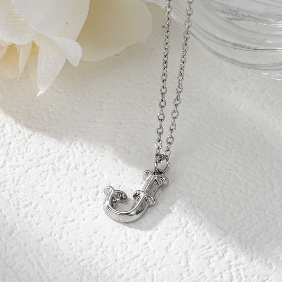 Collier élégant avec pendentif lettre dorée et argentée pour femme - Argent - J - image 37