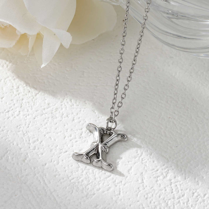 Collier élégant avec pendentif lettre dorée et argentée pour femme - Argent - X - image 51