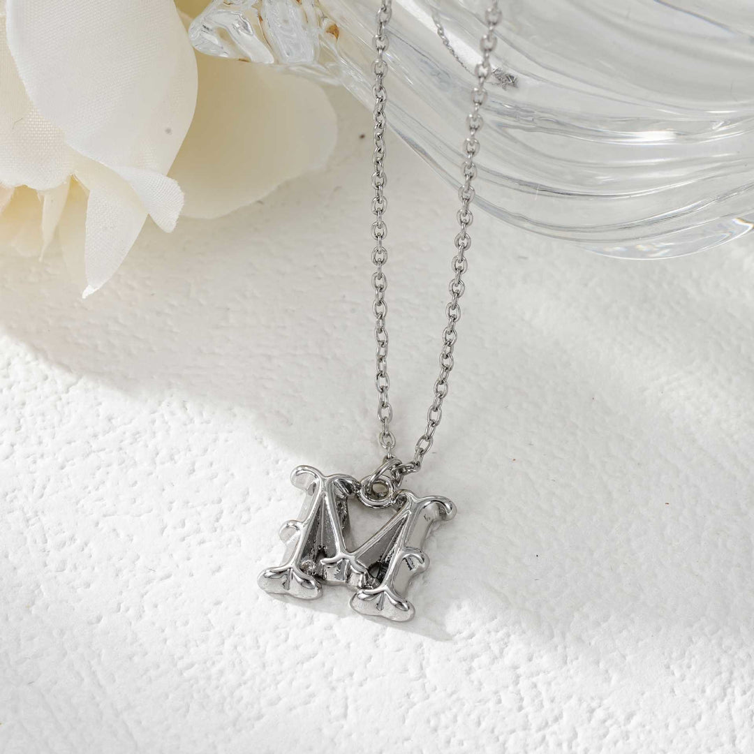 Collier élégant avec pendentif lettre dorée et argentée pour femme - Argent - M - image 40