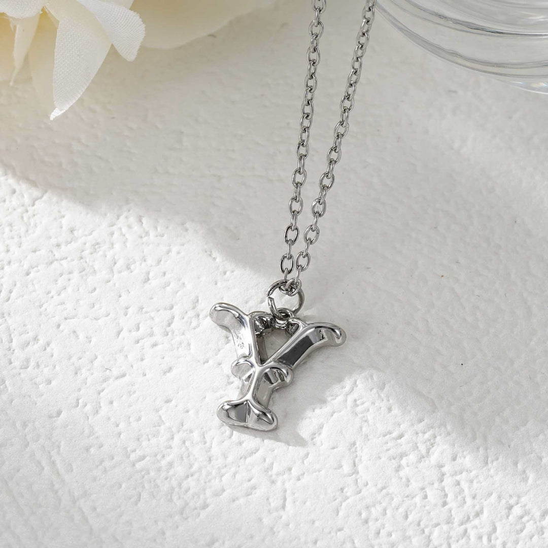 Collier élégant avec pendentif lettre dorée et argentée pour femme - Argent - Y - image 52