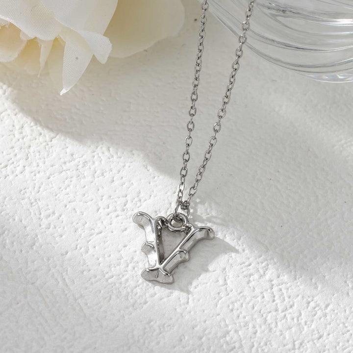 Collier élégant avec pendentif lettre dorée et argentée pour femme - Argent - V - image 49