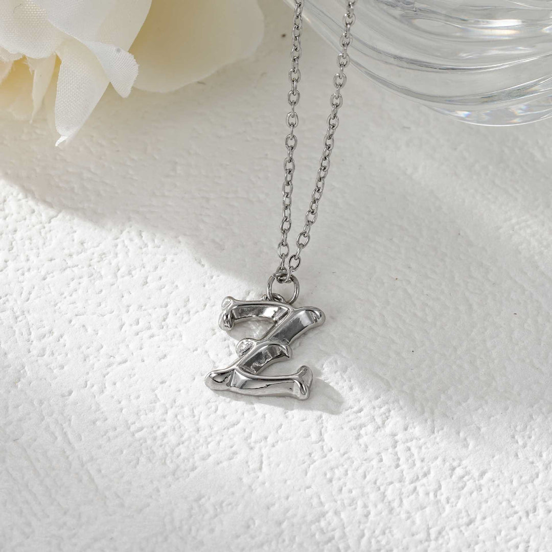 Collier élégant avec pendentif lettre dorée et argentée pour femme - Argent - Z - image 53