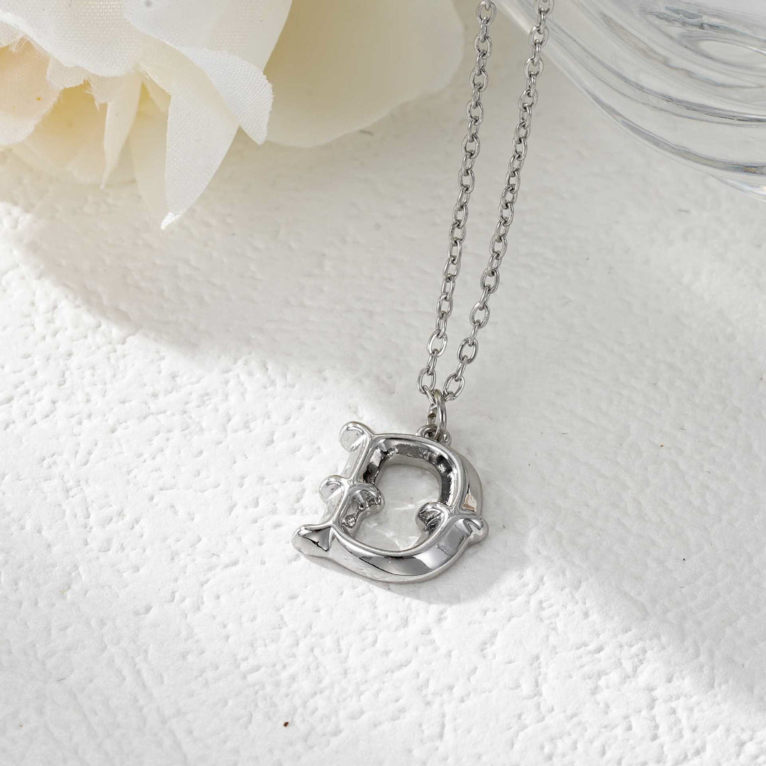Collier élégant avec pendentif lettre dorée et argentée pour femme - Argent - D - image 31