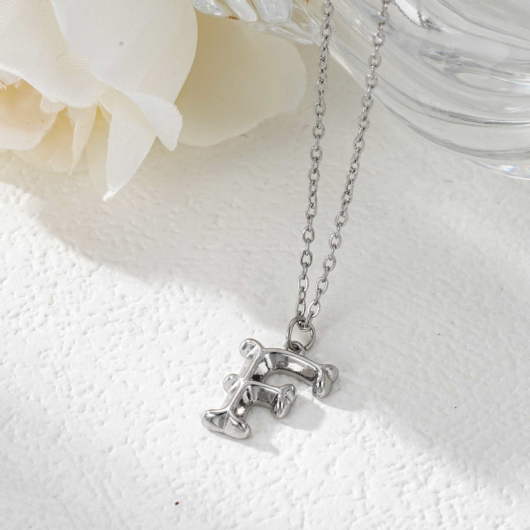 Collier élégant avec pendentif lettre dorée et argentée pour femme - Argent - F - image 33