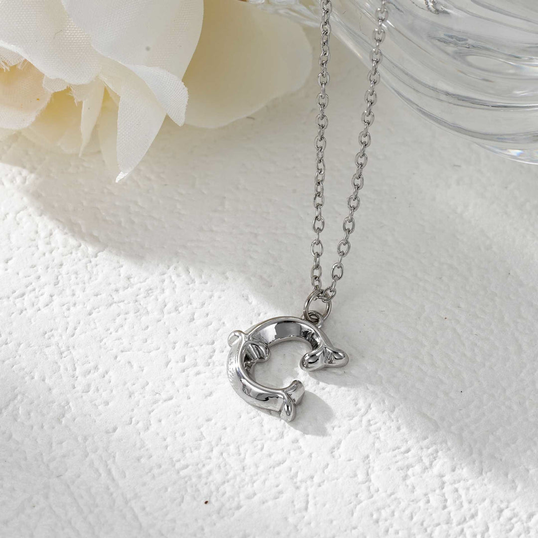 Collier élégant avec pendentif lettre dorée et argentée pour femme - Argent - C - image 30