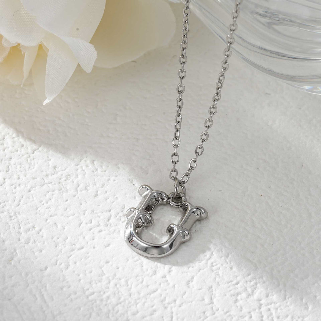 Collier élégant avec pendentif lettre dorée et argentée pour femme - Argent - Tu - image 48