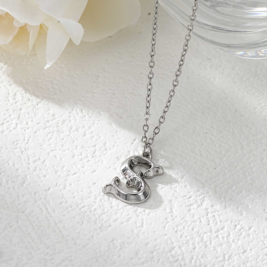 Collier élégant avec pendentif lettre dorée et argentée pour femme - Argent - S - image 46