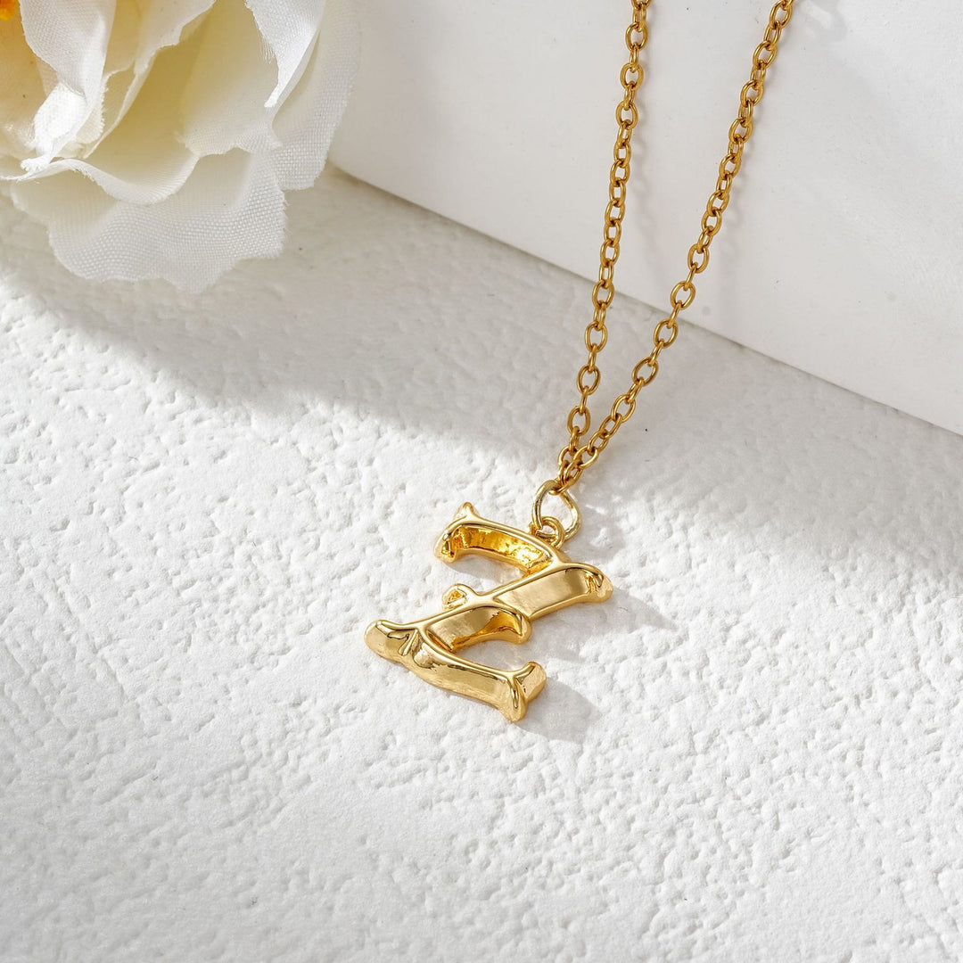 Collier élégant avec pendentif lettre dorée et argentée pour femme - Doré - Z - image 27