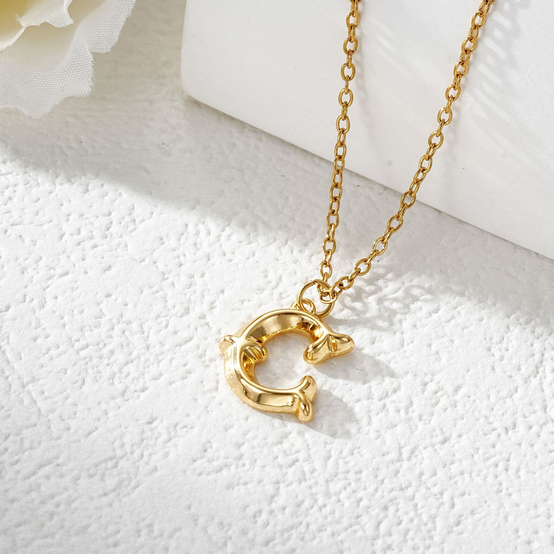 Collier élégant avec pendentif lettre dorée et argentée pour femme - Doré - C - image 4