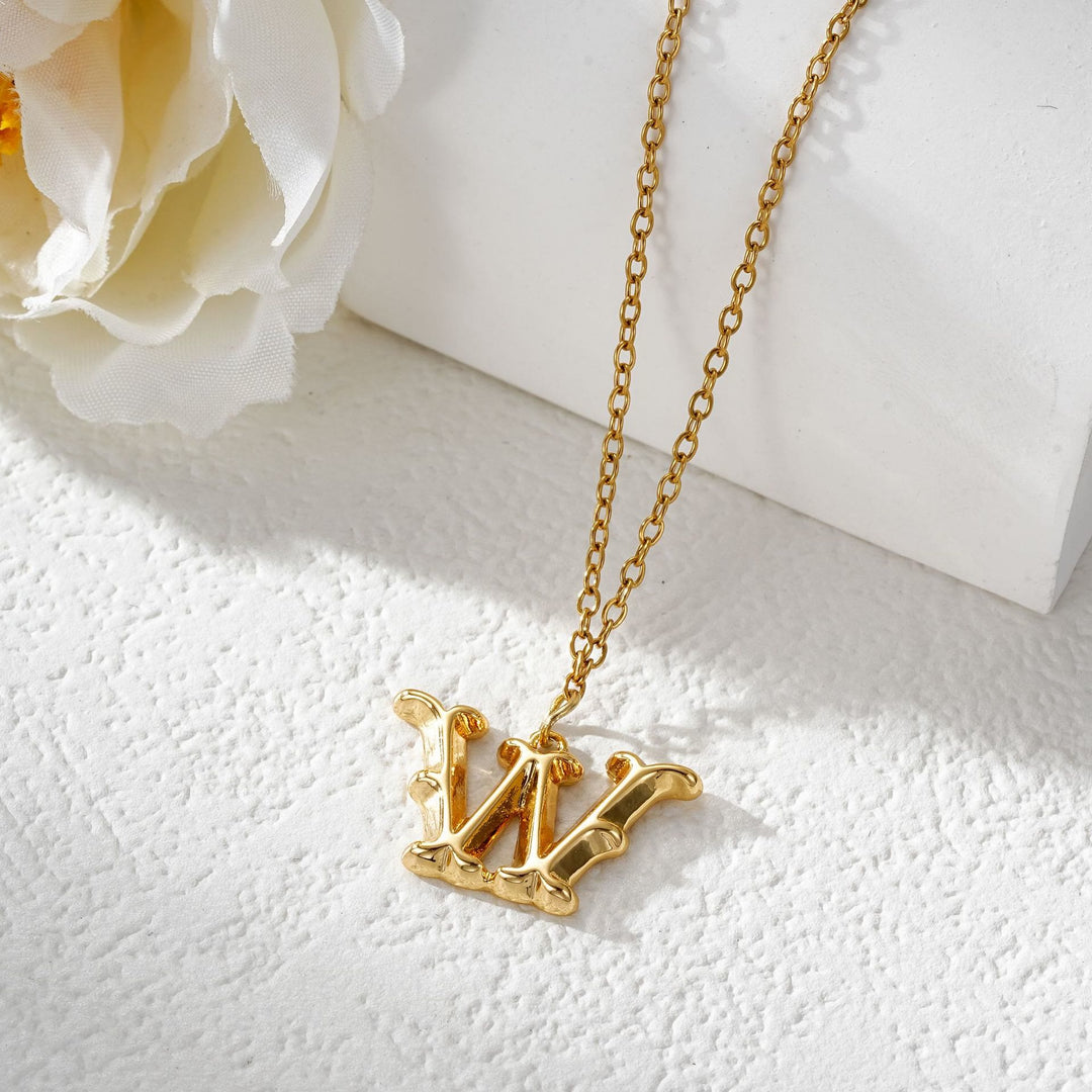 Collier élégant avec pendentif lettre dorée et argentée pour femme - Doré - W - image 24