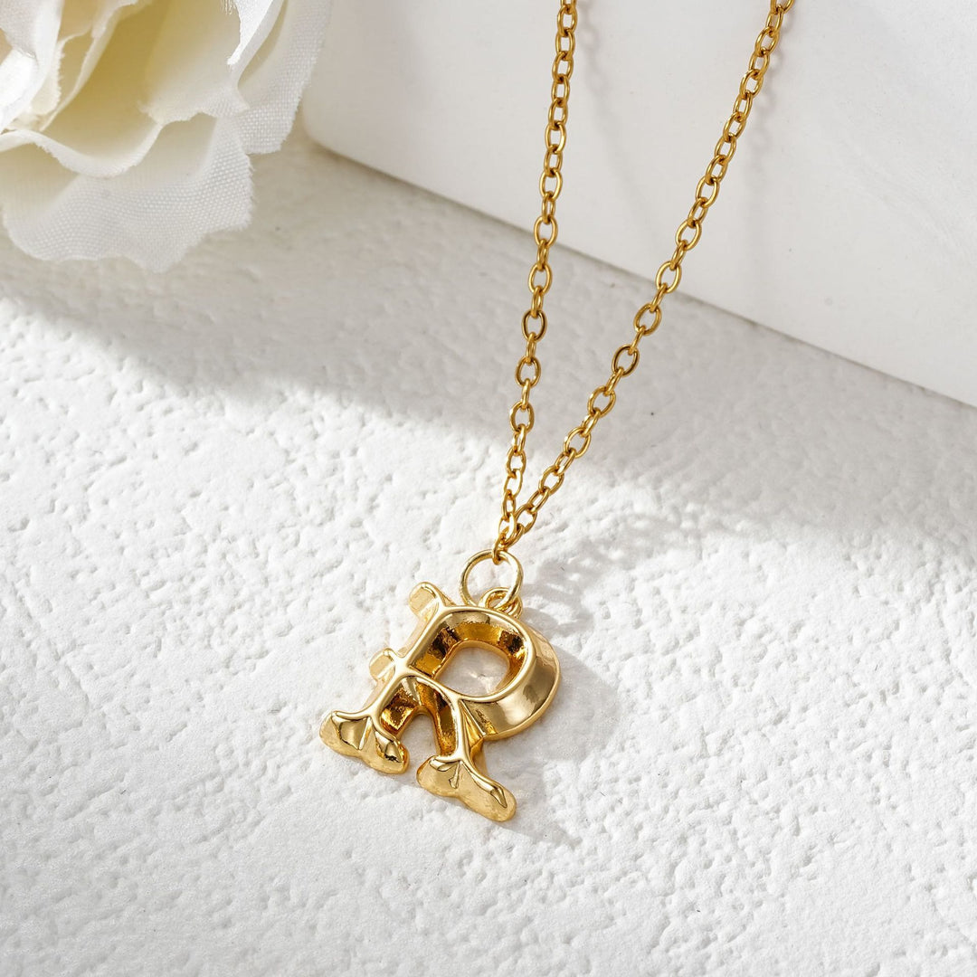 Collier élégant avec pendentif lettre dorée et argentée pour femme - Doré - R - image 19