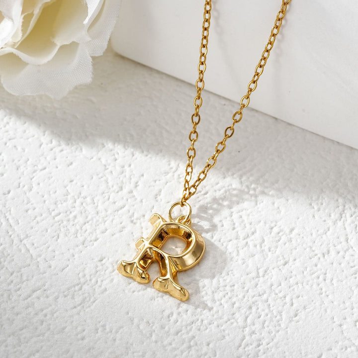 Collier élégant avec pendentif lettre dorée et argentée pour femme - Doré - R - image 19