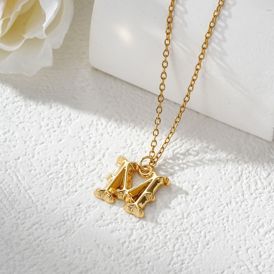 Collier élégant avec pendentif lettre dorée et argentée pour femme - Doré - M - image 14