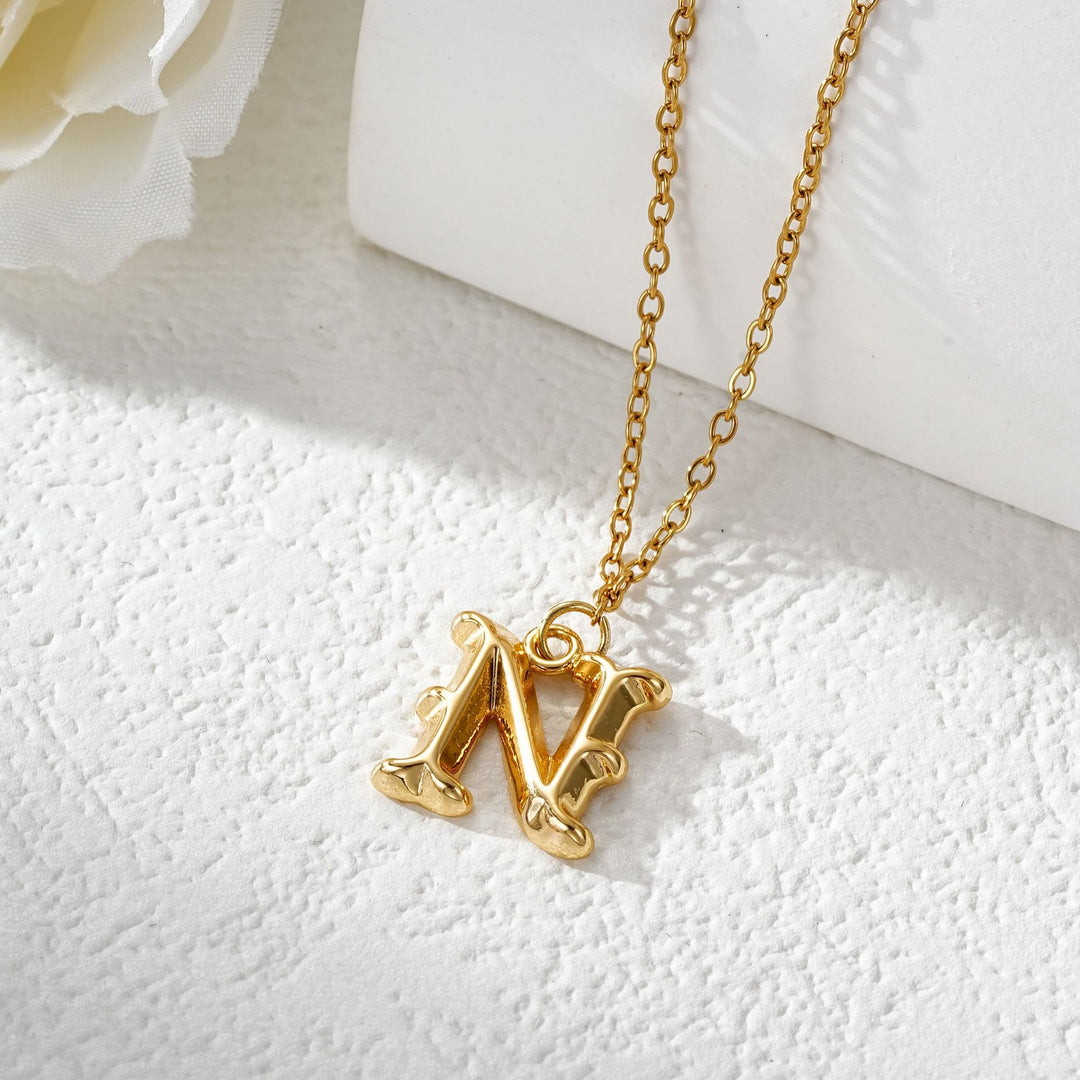 Collier élégant avec pendentif lettre dorée et argentée pour femme - Doré - N - image 15