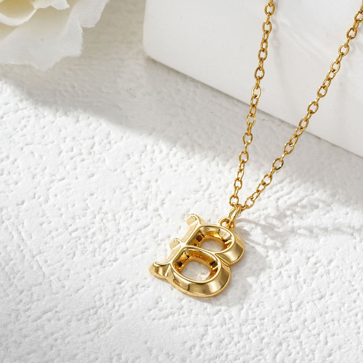Collier élégant avec pendentif lettre dorée et argentée pour femme - Doré - B - image 3