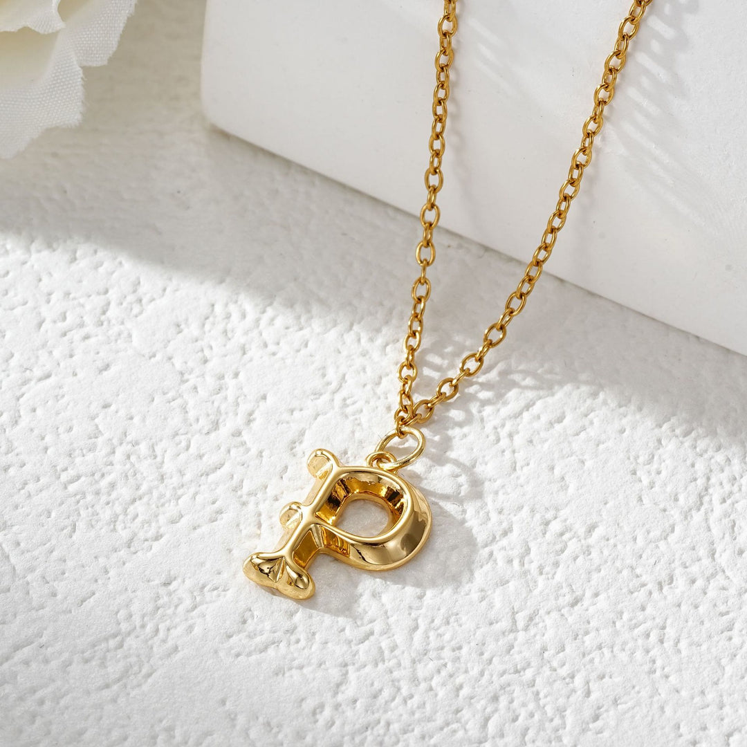 Collier élégant avec pendentif lettre dorée et argentée pour femme - Doré - P - image 17