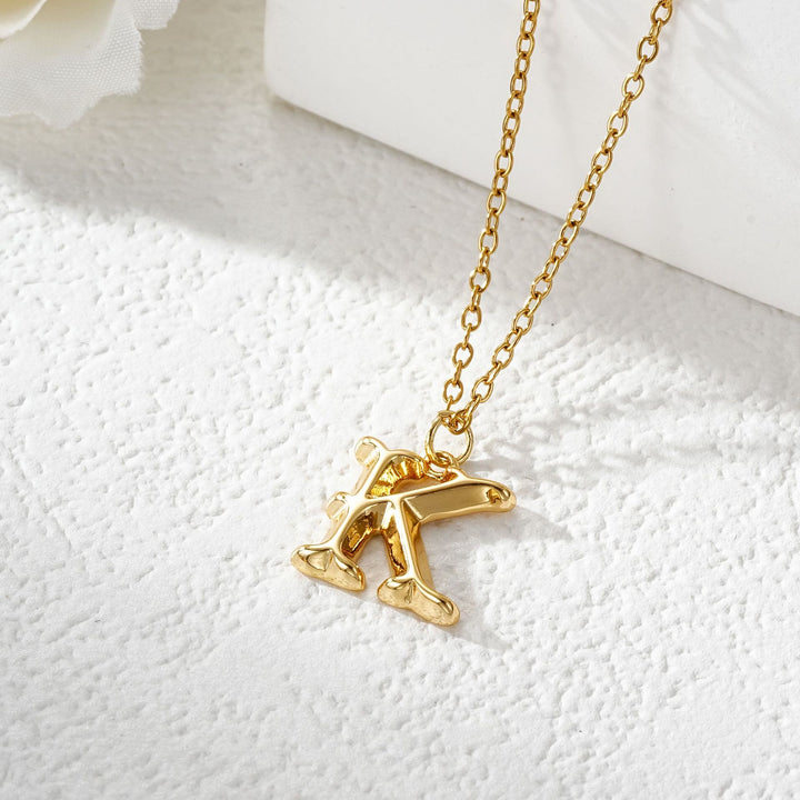 Collier élégant avec pendentif lettre dorée et argentée pour femme - Doré - K - image 12