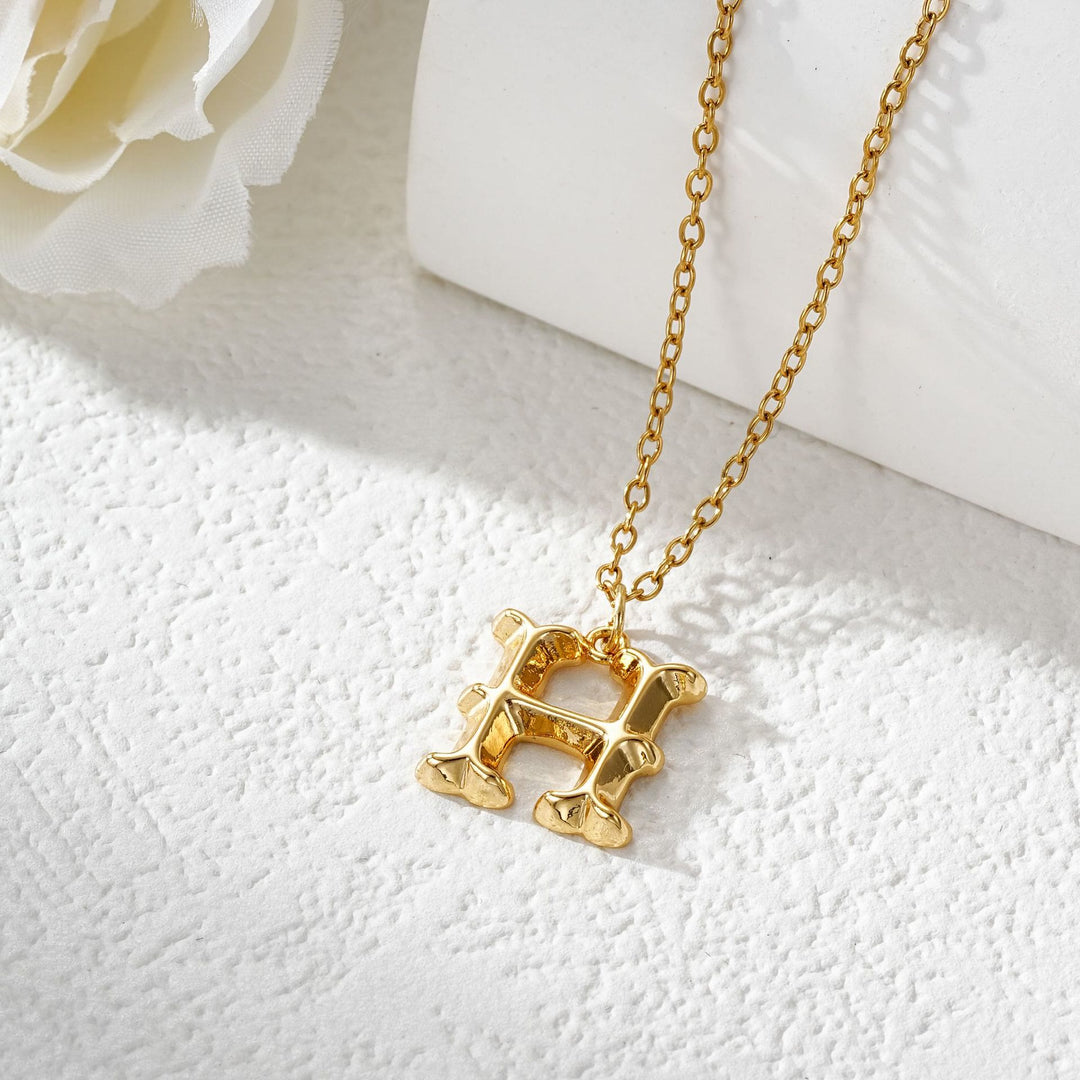 Collier élégant avec pendentif lettre dorée et argentée pour femme - Doré - H - image 9