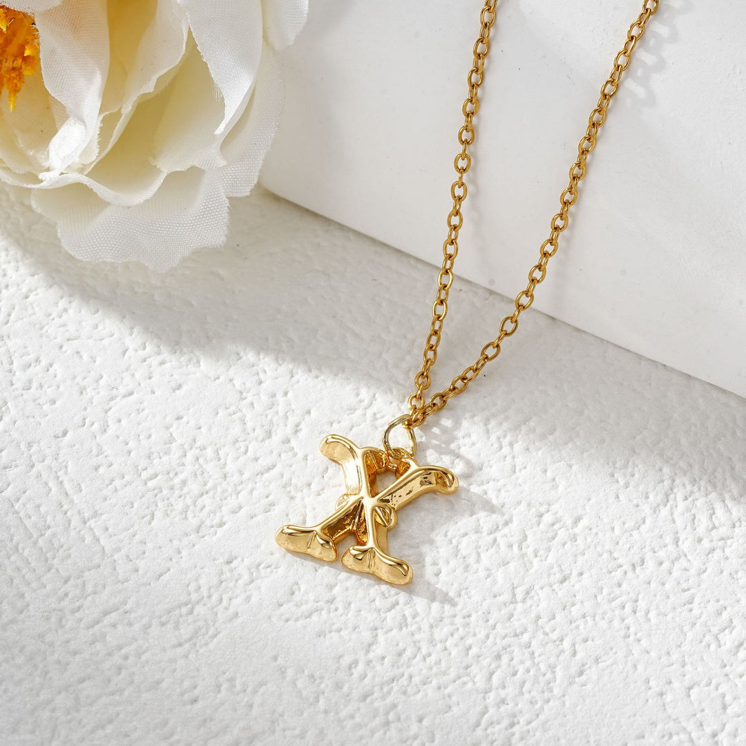 Collier élégant avec pendentif lettre dorée et argentée pour femme - Doré - X - image 25