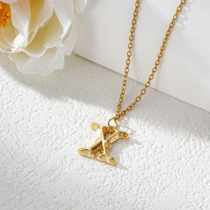 Collier élégant avec pendentif lettre dorée et argentée pour femme - Doré - X - image 25