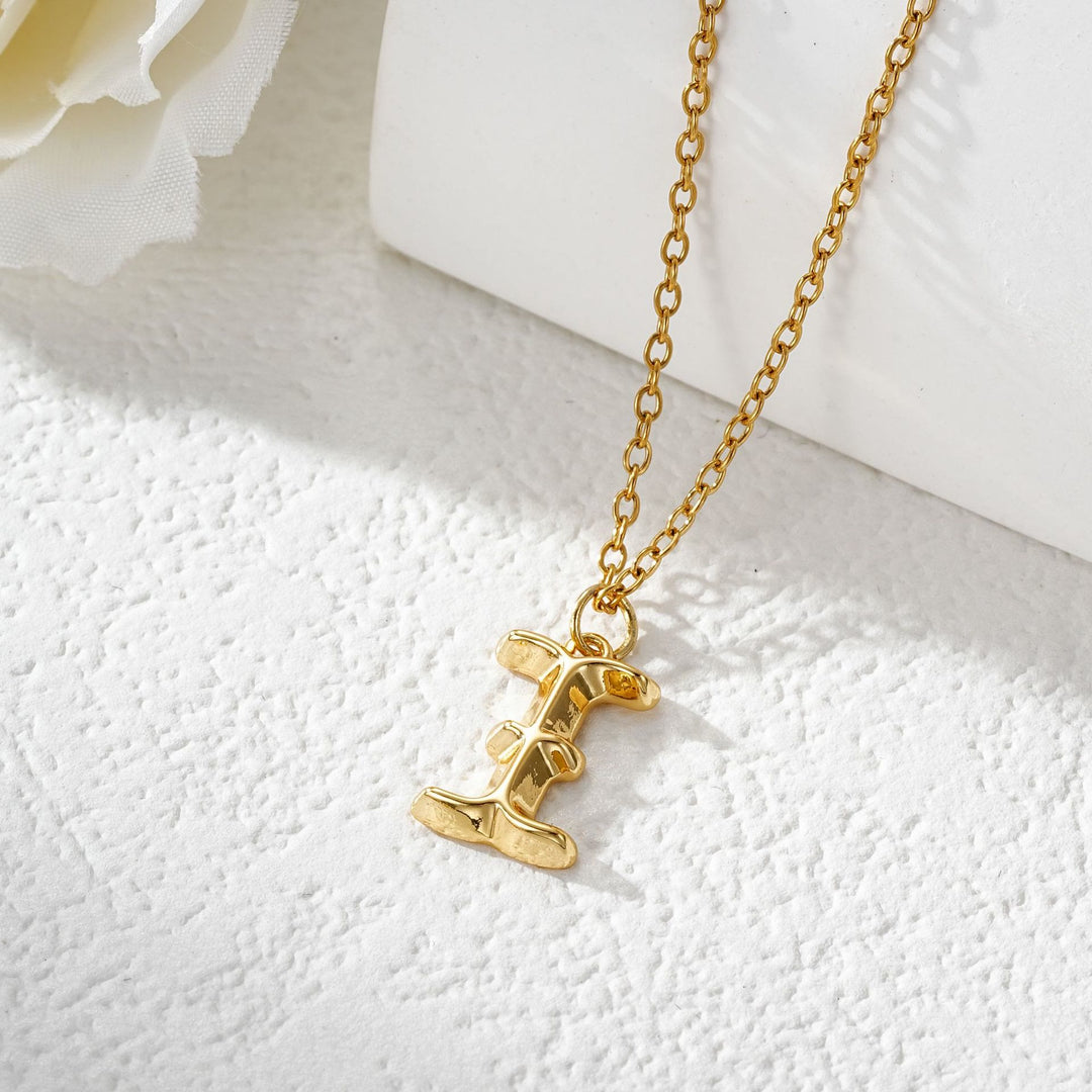 Collier élégant avec pendentif lettre dorée et argentée pour femme - Doré - je - image 10