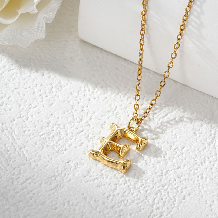 Collier élégant avec pendentif lettre dorée et argentée pour femme - Doré - E - image 6