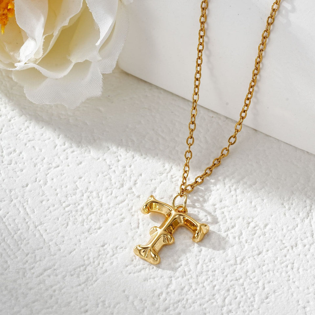 Collier élégant avec pendentif lettre dorée et argentée pour femme - Doré - T - image 21