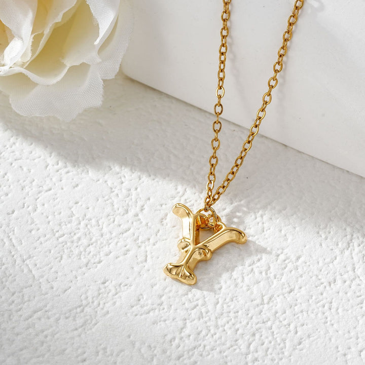 Collier élégant avec pendentif lettre dorée et argentée pour femme - Doré - Y - image 26