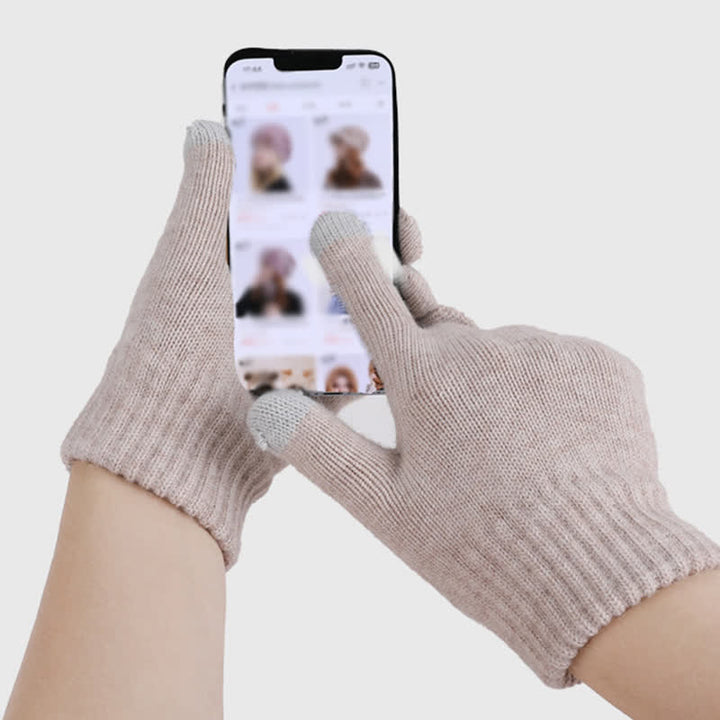 Ensemble de 3 bonnets, écharpes et gants tricotés de couleur unie - image 8