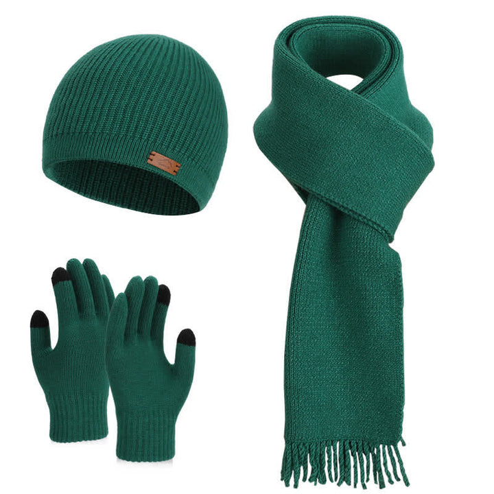 Ensemble de 3 bonnets, écharpes et gants tricotés de couleur unie - Vert - Réglable (21 5/8"-23 5/8") - image 15