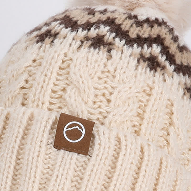 Ensemble de 3 charmants bonnets, écharpes et gants à pompons à motif ondulé - image 1