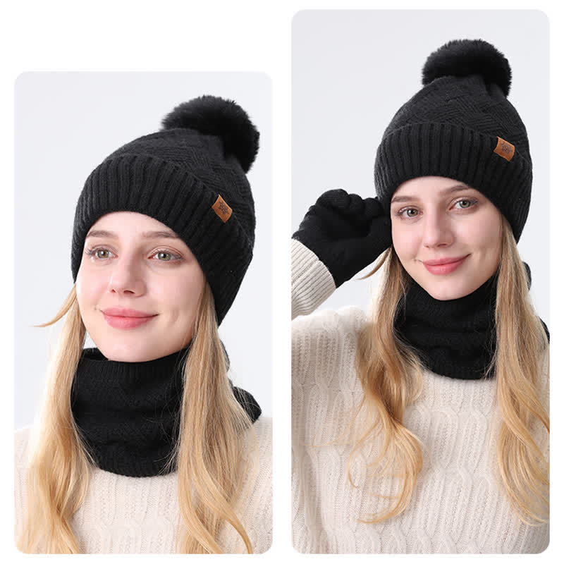 Ensemble de 3 pièces de bonnet, cache-cou et gants à motif tissé - image 9