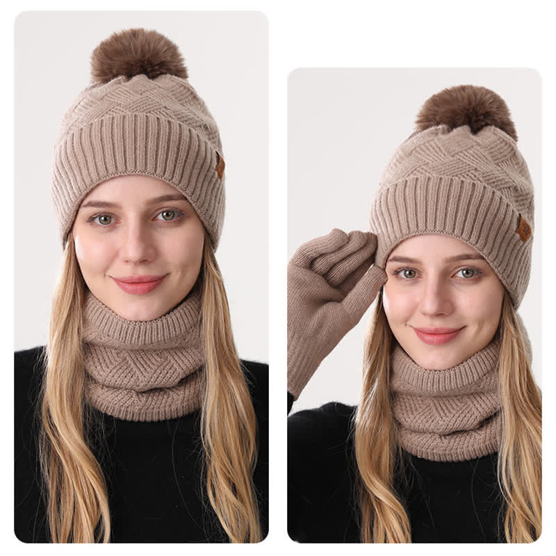 Ensemble de 3 pièces de bonnet, cache-cou et gants à motif tissé - image 15