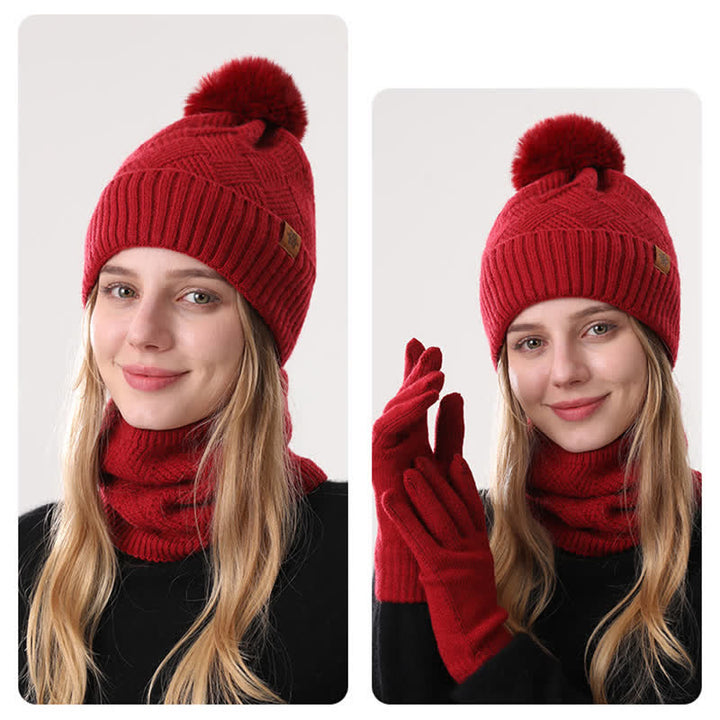 Ensemble de 3 pièces de bonnet, cache-cou et gants à motif tissé - image 11