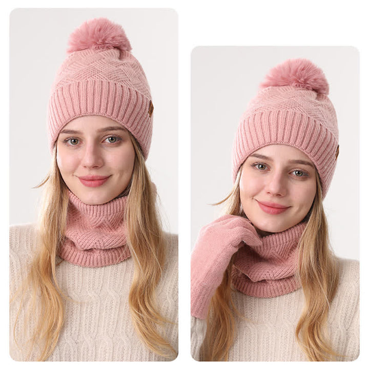 Ensemble de 3 pièces de bonnet, cache-cou et gants à motif tissé - image 17