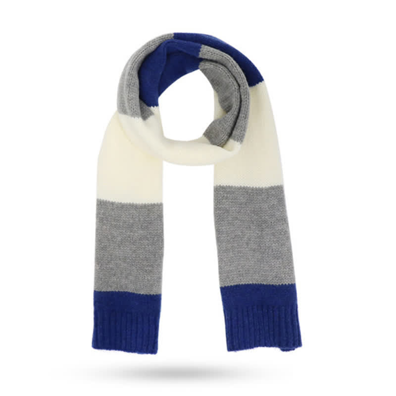 Ensemble de 3 pièces de bonnet, écharpe et gants chauds à trois blocs de couleurs - image 5