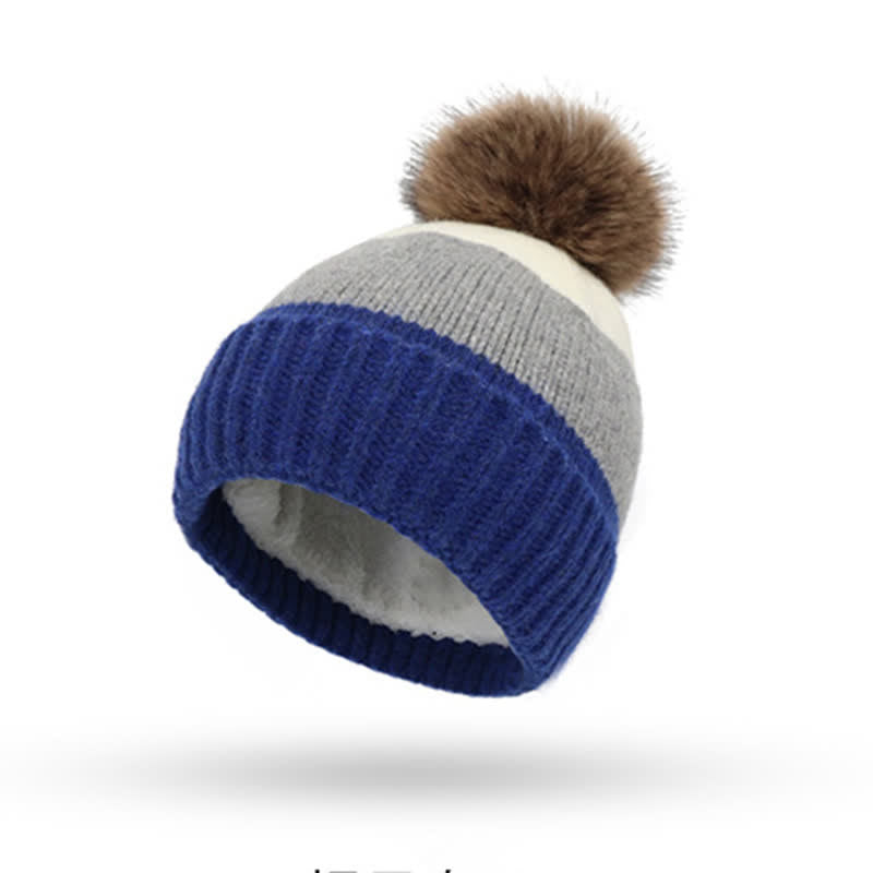 Ensemble de 3 pièces de bonnet, écharpe et gants chauds à trois blocs de couleurs - image 4