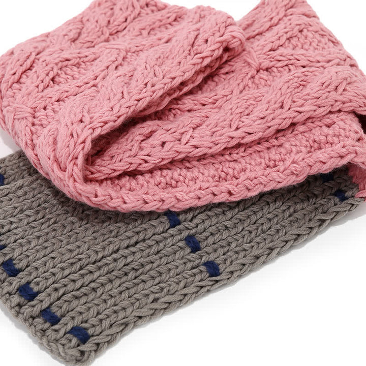 Ensemble de 3 pièces de bonnet, écharpe et gants à blocs de couleurs tendance - image 8